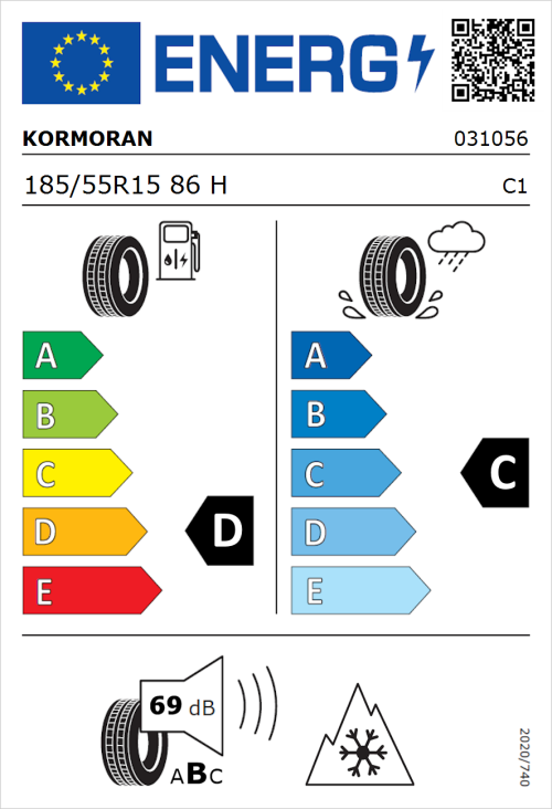 Tyre Label for Kormoran All Season 185/55R15 86H
