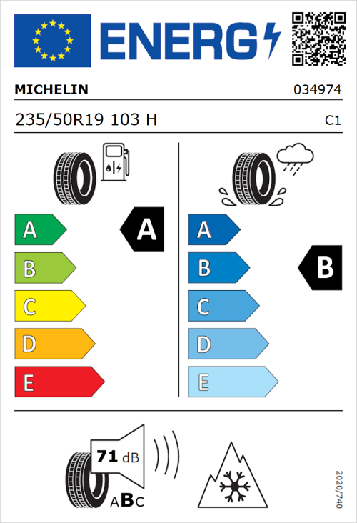 Tyre Label for Michelin CrossClimate 2 235/50R19 103H