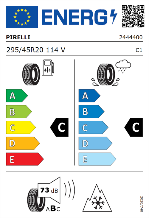 Tyre Label for Pirelli Scorpion Winter 295/45R20 114V